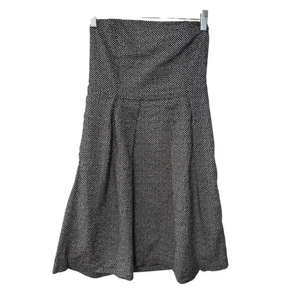 J. Crew Womans 8 Strapless 100% Cotton Fit&Flare Polka Dot Mini Dress Black Gray - Picture 1 of 7